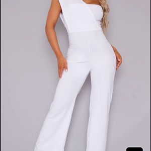 White Drape One Shoulder Jumpsuit